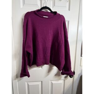 Sonoma Purple Plum Oversized Cropped Knit Sweater Size L